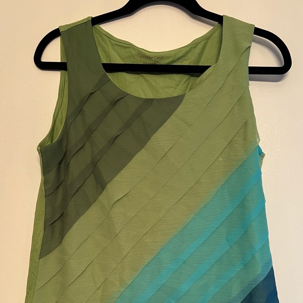 Coldwater Creek Blue/Green Tiered  Blouse- EUC